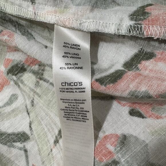 Chico's 2 (US Large) Open Front Fringe Cardigan Linen Blend Top Havana Floral - Picture 4 of 13